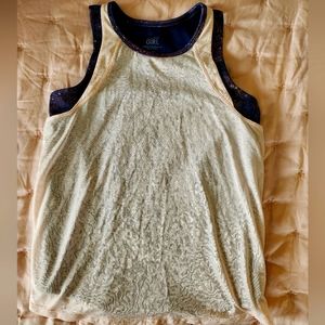 Athleta Girl layered pink and purple performance tee.